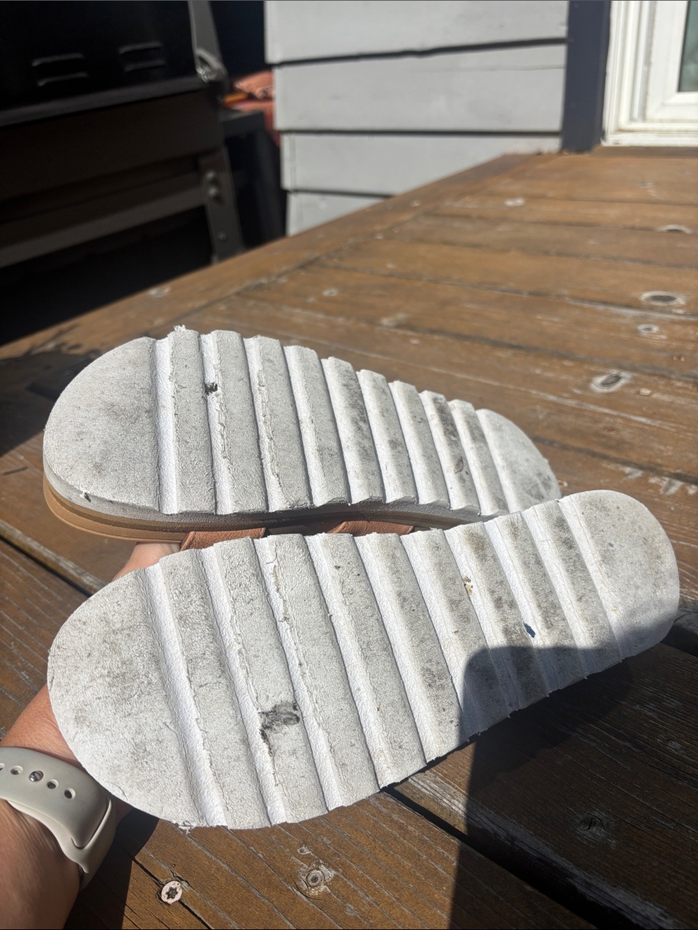 Reef Tan Dual-Strap Platform Slide Sandals with White Sole - Picture 3 of 7